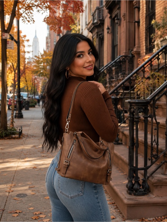 Amazon Handbags - NWOT Brown Vegan Leather Handbag